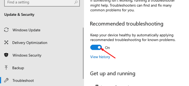 Включить и отключить Windows 10 Рекомендуемый вариант устранения неполадок (версия 1903)