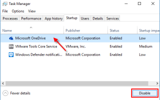 Как исправить высокую загрузку процессора с помощью OneDrive EXE в Windows 10