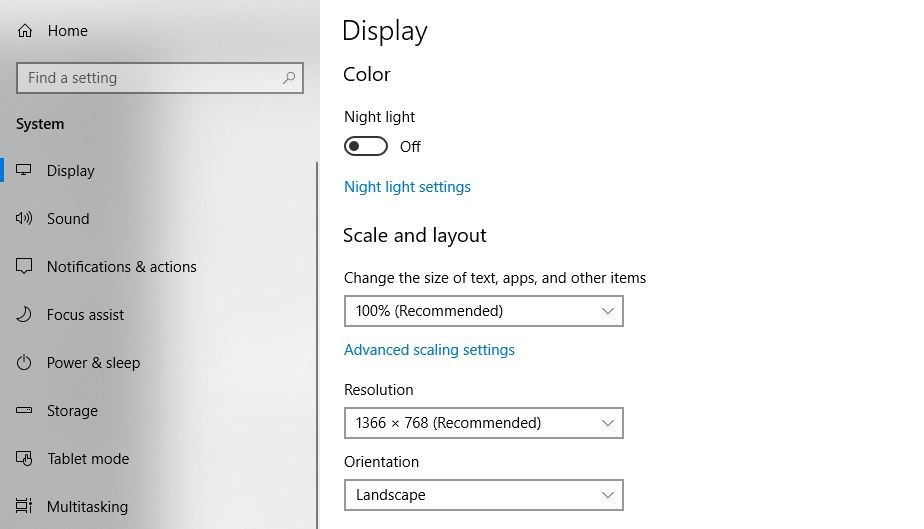 Включить Windows 10 Night Light