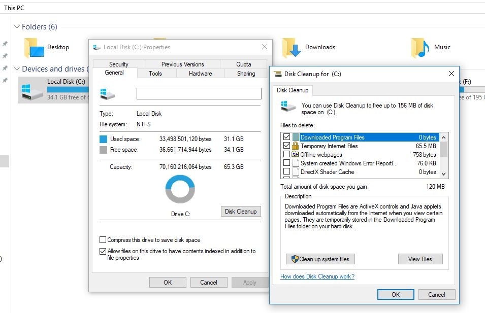 выполнить очистку диска в Windows 10