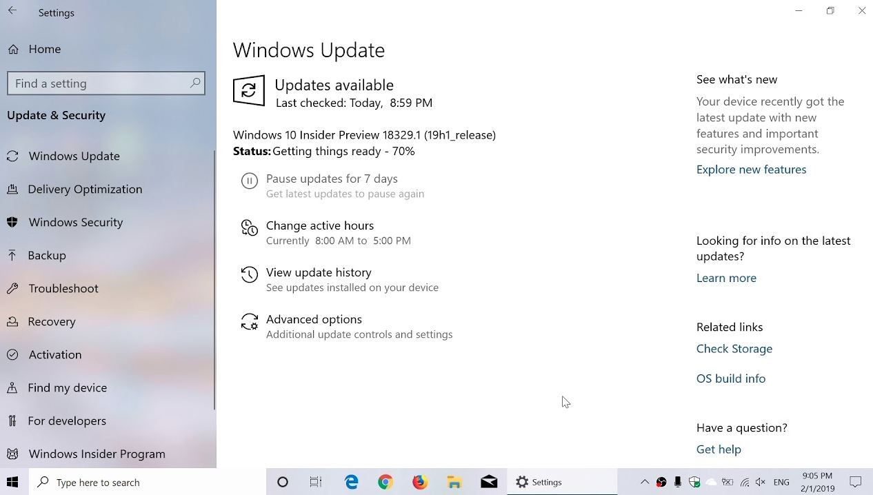 Windows 10 Build 18329.1 (выпуск 19х1)