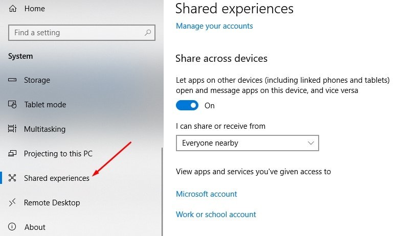 Включить общий доступ в Windows 10