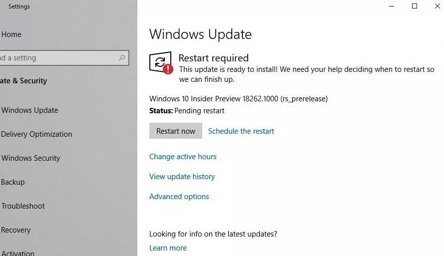 Windows 10 19H1 Preview Build 18262