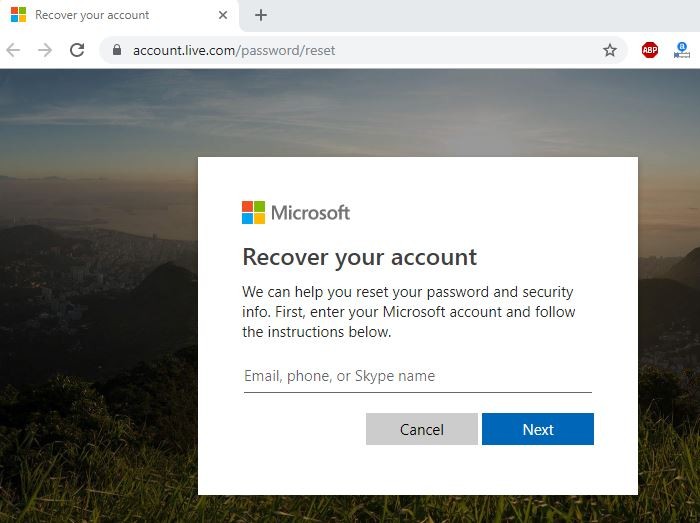 сбросить пароль учетной записи Microsoft в Windows 10