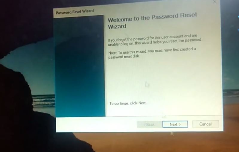 сбросить пароль используя диск для сброса пароля
