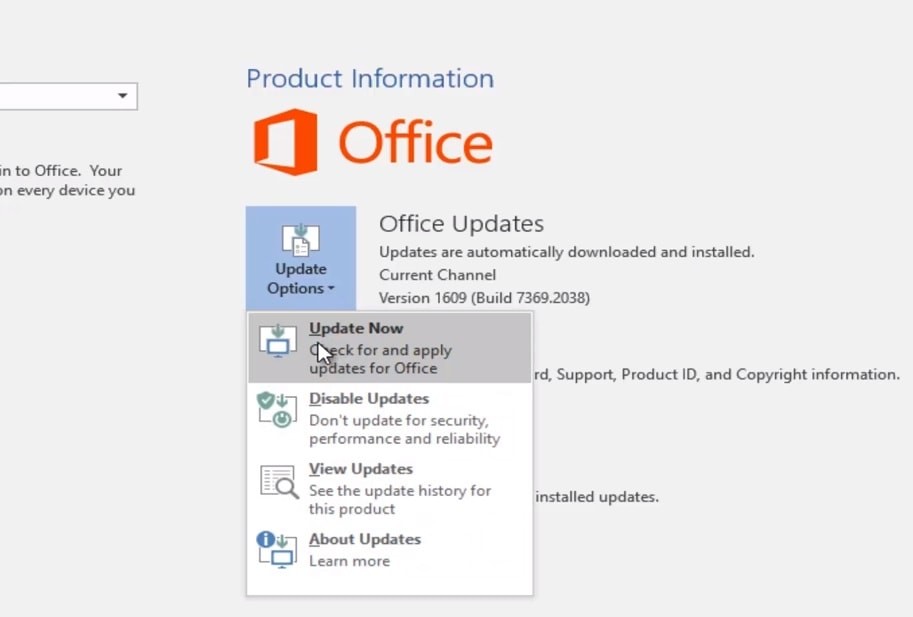 Обновление Microsoft Office (Outlook)
