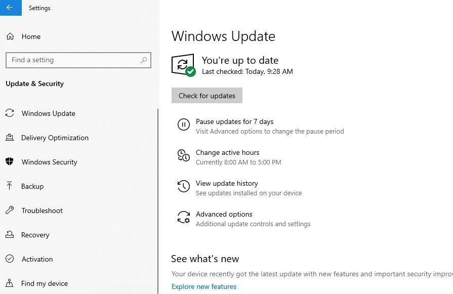 Проверьте наличие обновлений Windows 10