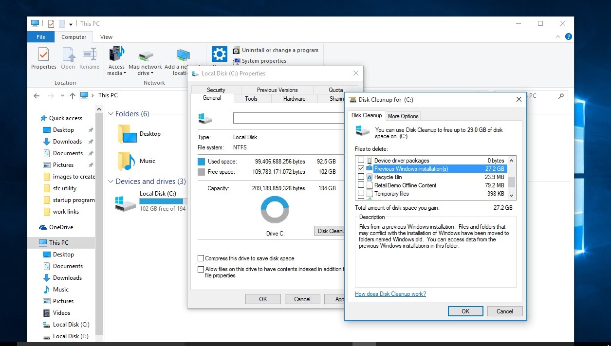 Удалить папку windows.old на windows 10