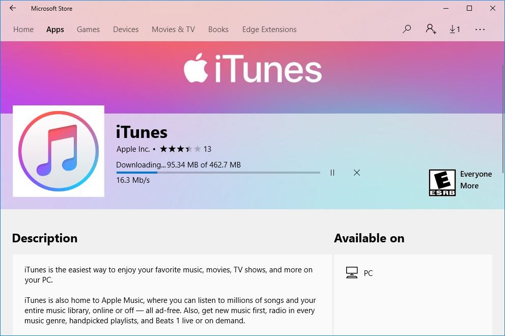iTunes теперь доступен в Магазине Microsoft для Windows 10