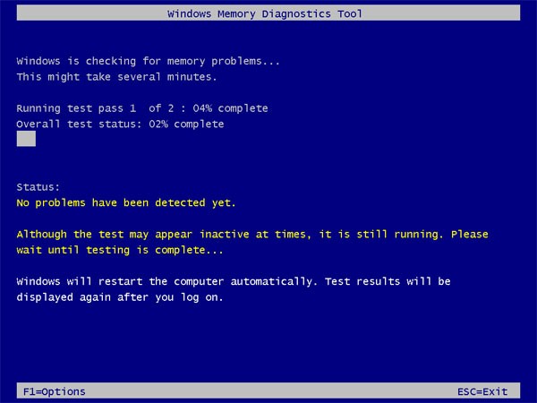 диагностический тест памяти Windows