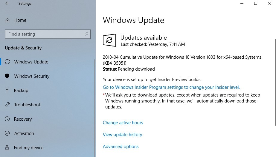 Получите обновление Windows 10 апреля 2018 версии 1803 с помощью Центра обновления Windows