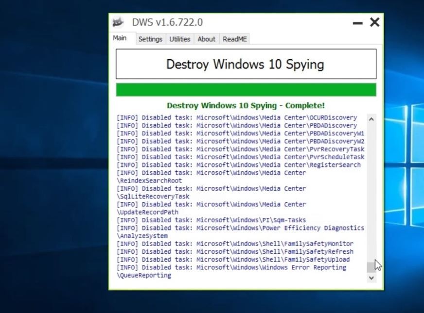 Уничтожить Windows 10 шпионаж