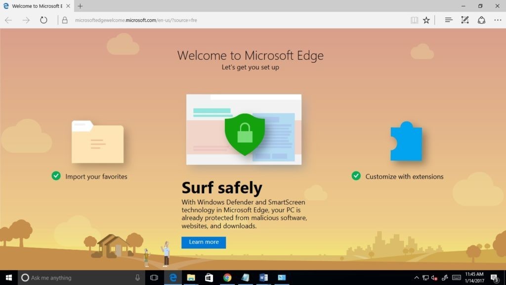 Microsoft-Edge-браузер радушны-экран