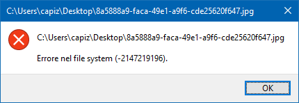 ошибка файловой системы (-2147219196)