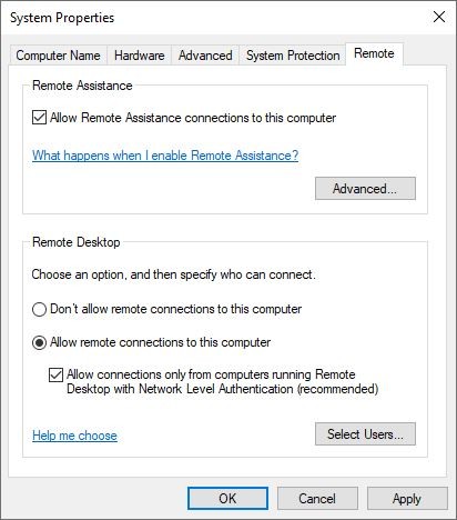 Разрешить удаленные подключения на вашем Windows 10