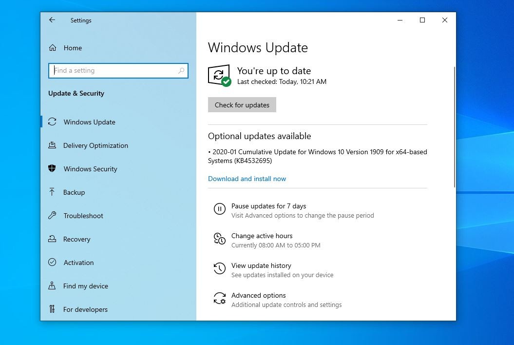 Обновление для Windows 10