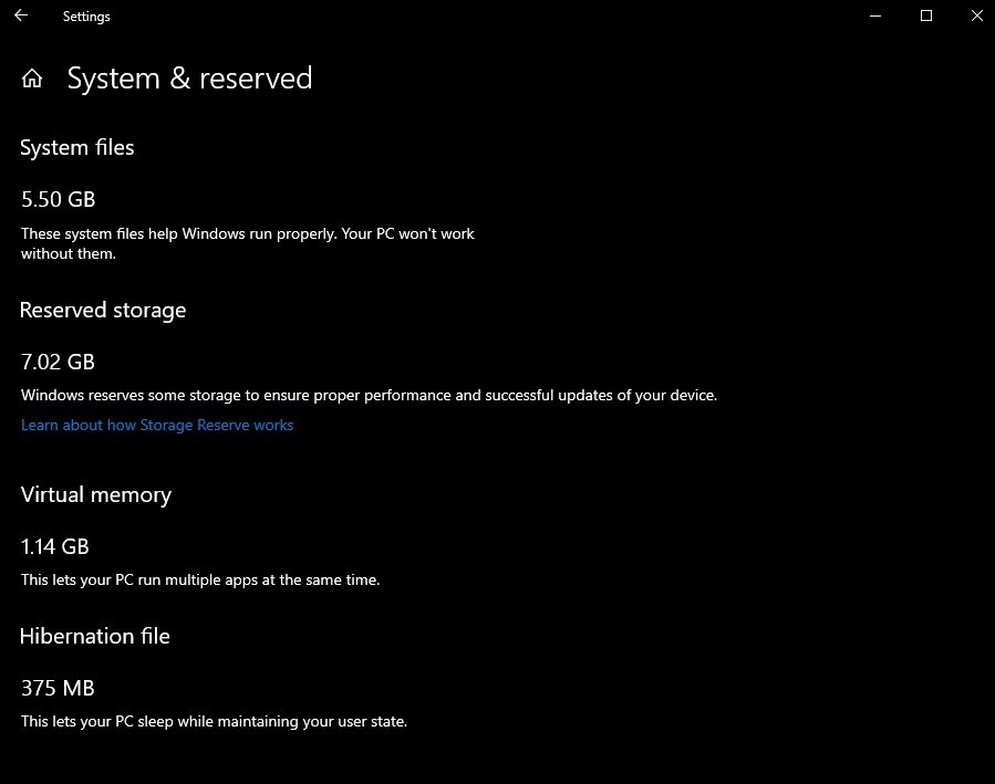 Windows 10 зарезервированное хранилище