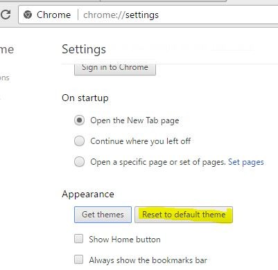 Запустите тему по умолчанию для браузера Chrome