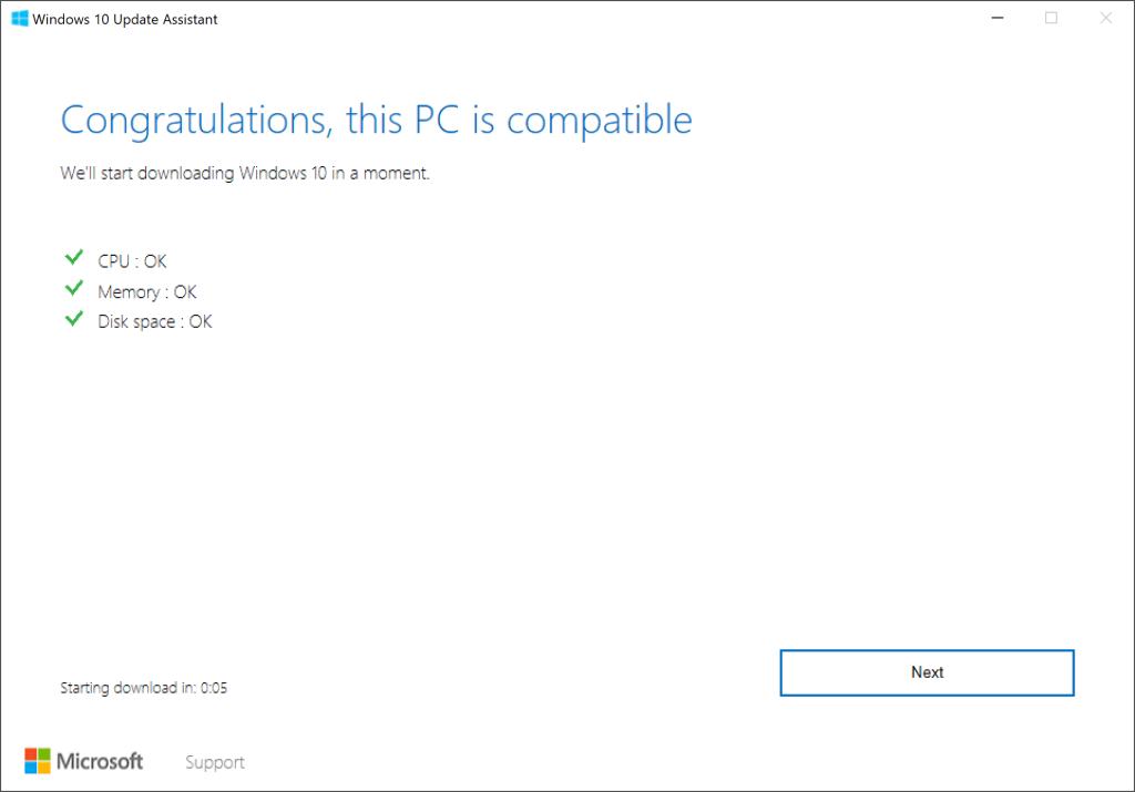 Помощник по обновлению Windows 10 Проверка конфигурации оборудования