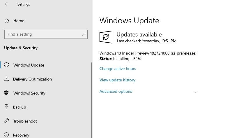 Windows 10 Insider Preview Build 18272