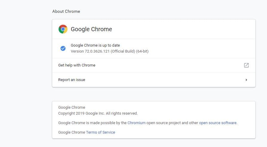 Обновить браузер Google Chrome
