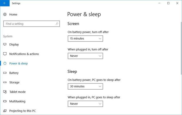 Настройте параметры питания и сна в Windows 10